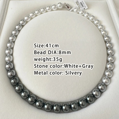 French elegant white gradient champagne pearl bead necklace for women's luxury accessories collarbone chain 2024 fashion jewelry