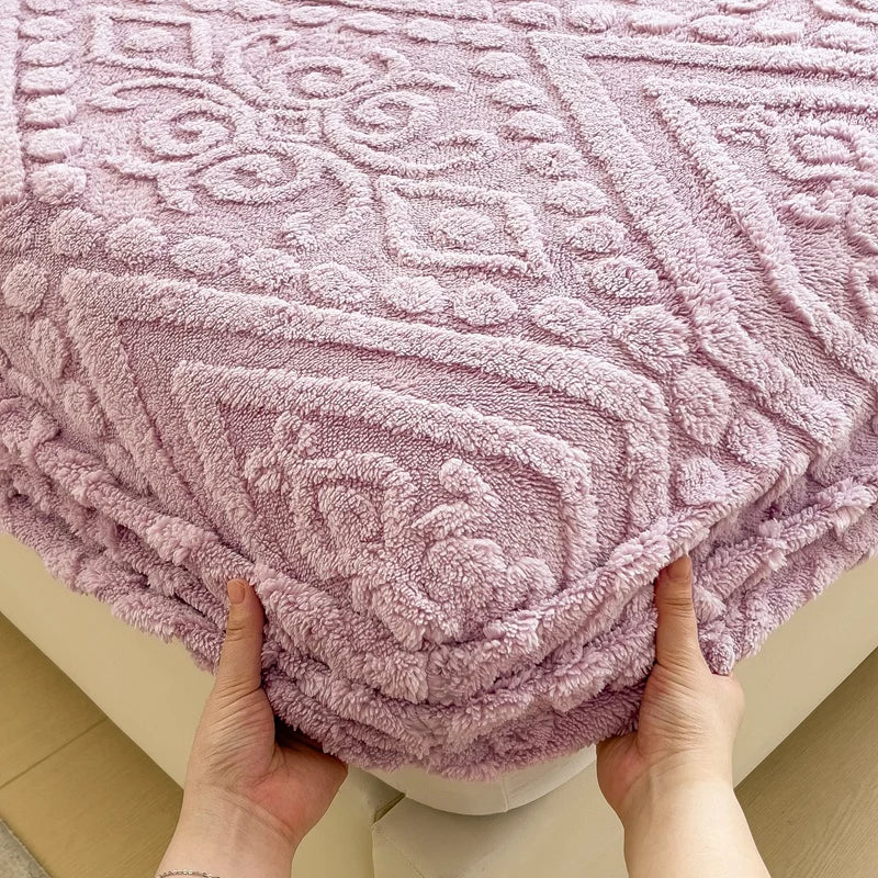 Floral Fitted Sheet with 3D Embroidery and Non Slip Deep Pockets