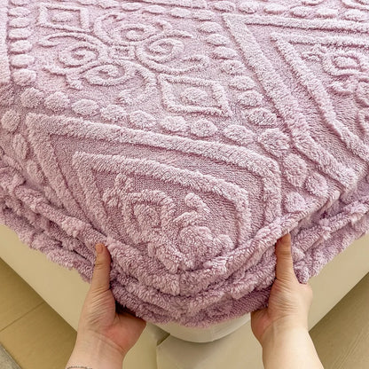 Floral Fitted Sheet with 3D Embroidery and Non Slip Deep Pockets
