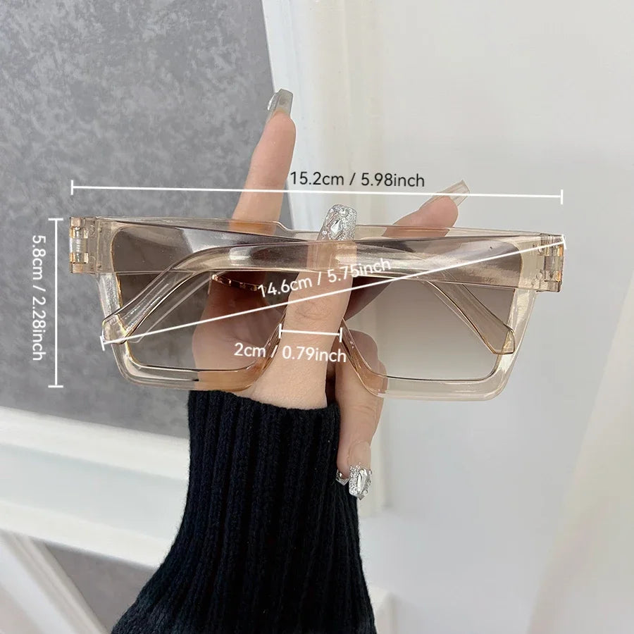 Sunglasses oversized square gradient lenses with thick plastic frame