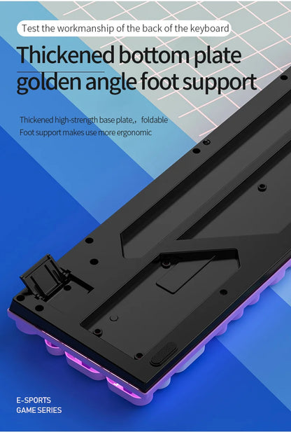 Mechanical typewriter keyboard with thickened bottom plate and foldable foot support