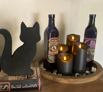 Black Flameless LED Paraffin 3D Wick Pillar Candle Remote Timer