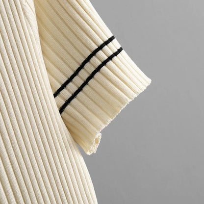Polo-Neck Dress Knee-Length Office to Casual Wear Breathable