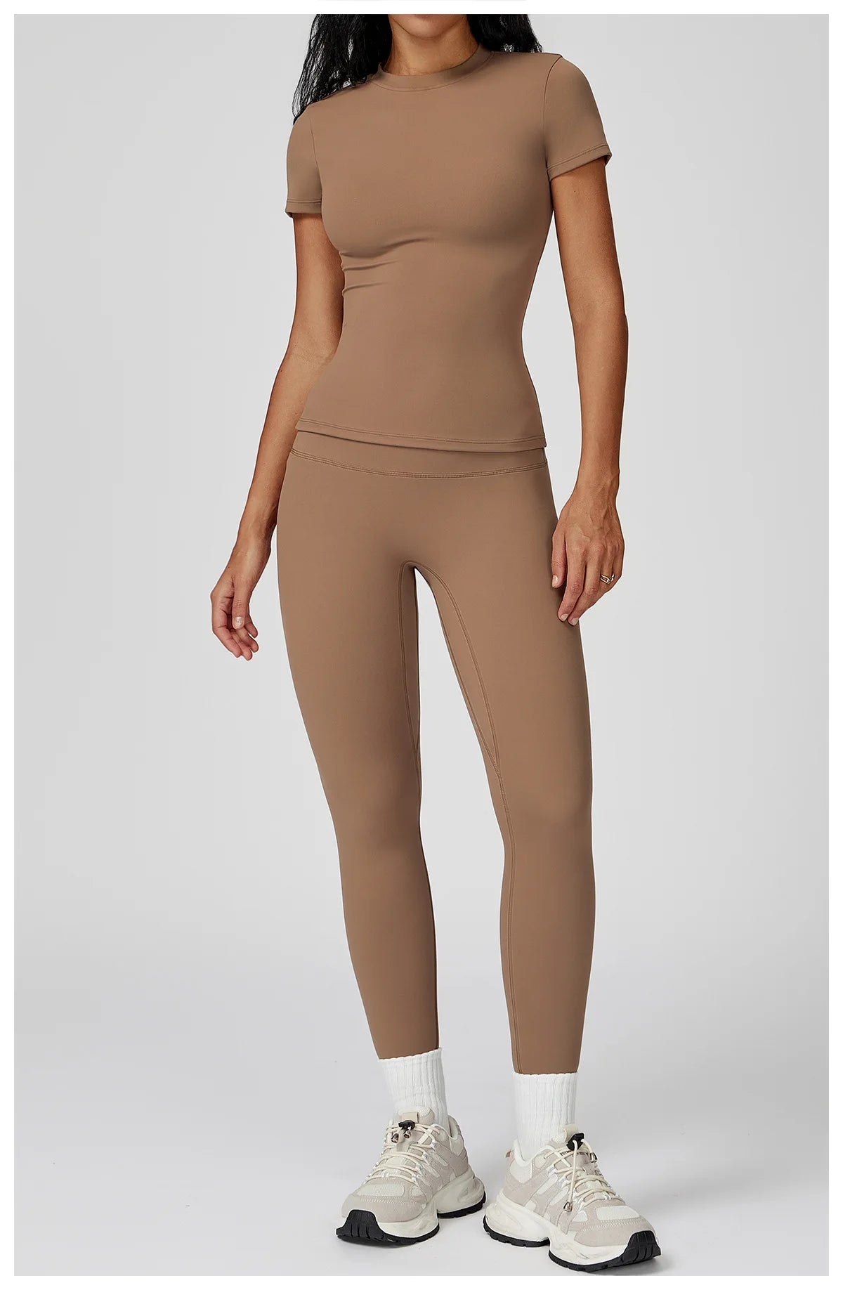 Women Yoga Set 2PCS Workout Set Sportswear Gym Clothing Fitness Long Sleeve High Waist Leggings Cycling Shorts WORKOUT REVOLUTION