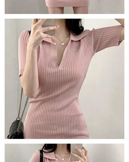 Breathable Dress with V-Neck and Empire Waist Knee Length for Effortless Daytime Style