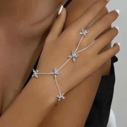 Women’s crystal hand chain wrap bracelet with layers