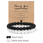 Beachwear Style Bracelet Set for Couples with Natural Amethyst Cat Eye Beads and Gift Card