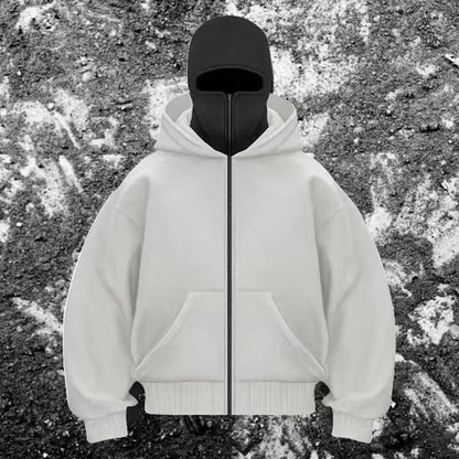 Unisex Hooded Jacket with Double Hood and Zipper Closure in Loose Fit for Spring and Autumn