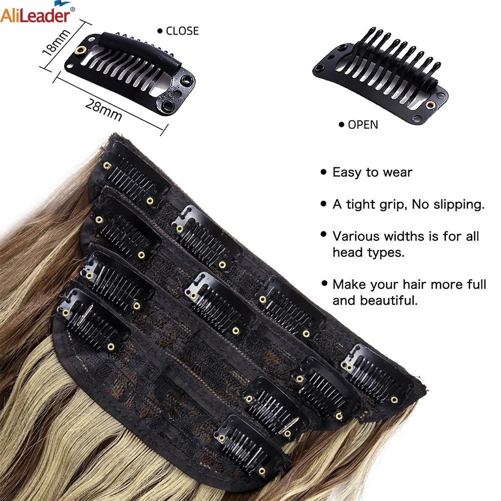 Synthetic Clip In Hair Extensions 11Color Synthetic Clip In Hair Extensions Long Wavy 4Pcs/Set Piece 11 Clip-In Hairpieces