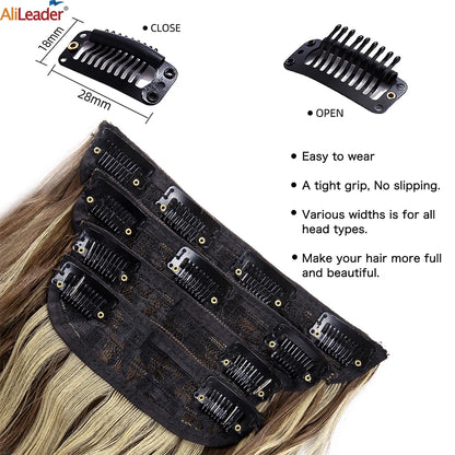 Synthetic Clip In Hair Extensions 11Color Synthetic Clip In Hair Extensions Long Wavy 4Pcs/Set Piece 11 Clip-In Hairpieces