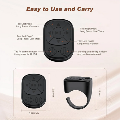 Wireless Ring Remote Bluetooth Page Turner for TikTok Videos