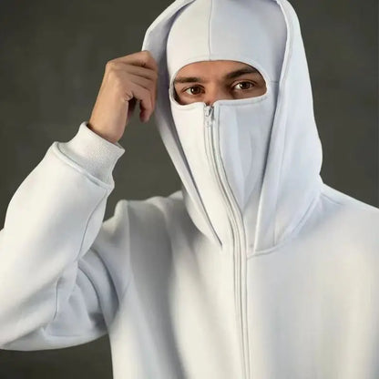 Unisex Hooded Jacket with Double Hood and Zipper Closure in Loose Fit for Spring and Autumn