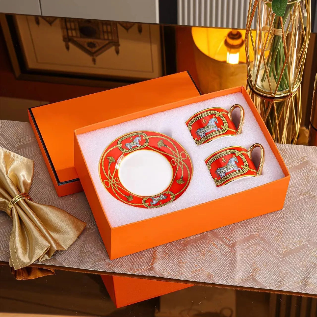 Delicate Porcelain Coffee Cup With Saucer Gift Set For Tea Time