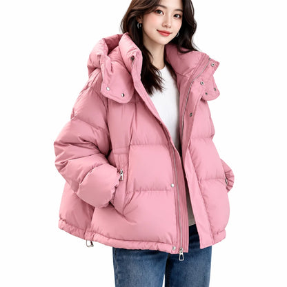 Women's hooded padded jacket with zip and pockets