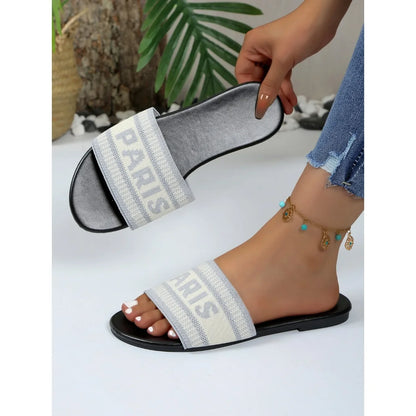 Water-Resistant Beach Slides With Cushioned Insole And Non-Slip Sole