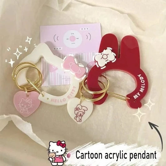 Carabiner Bag Charm with Anime Style Moving Mechanism
