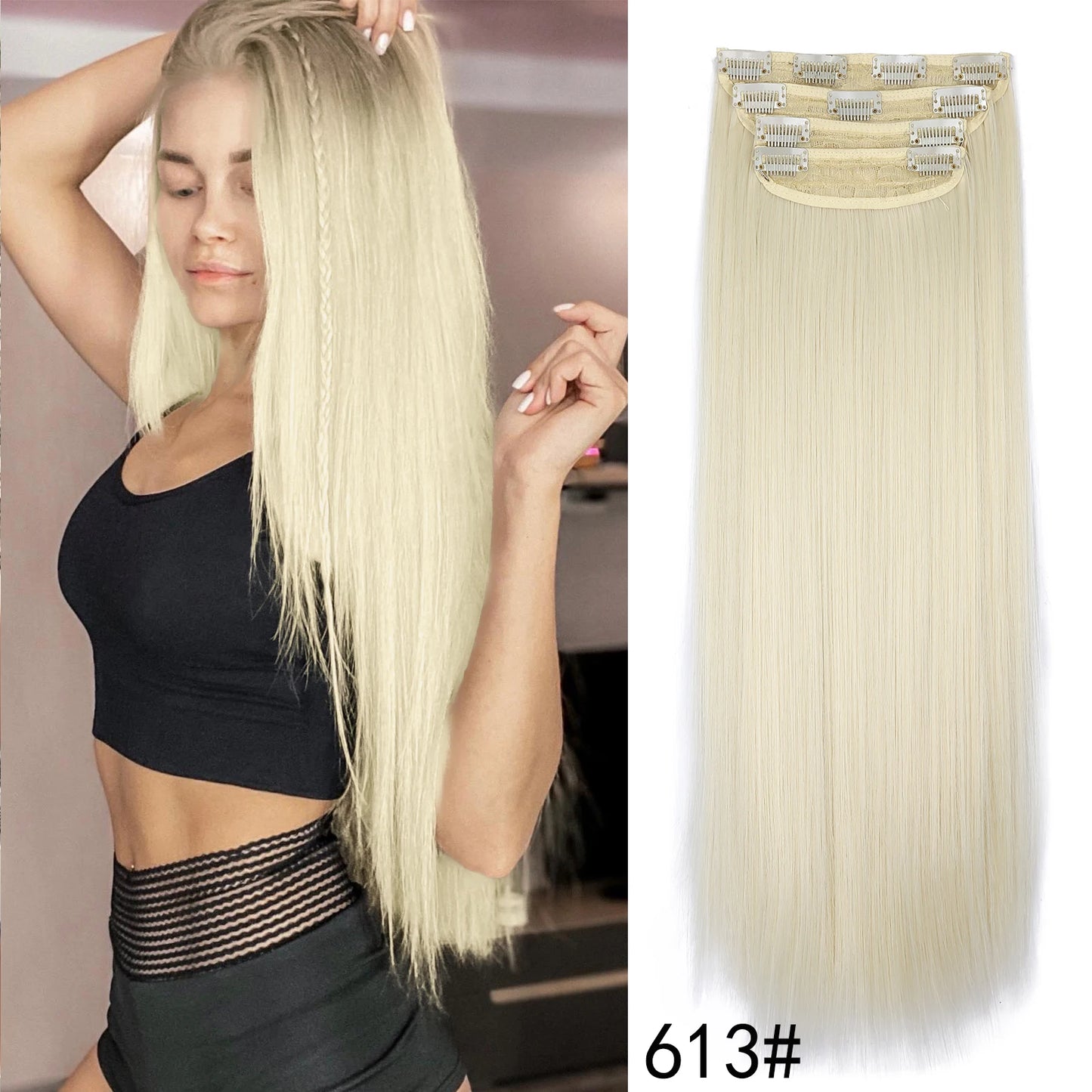 Synthetic Clip In Hair Extensions 11Color Synthetic Clip In Hair Extensions Long Wavy 4Pcs/Set Piece 11 Clip-In Hairpieces