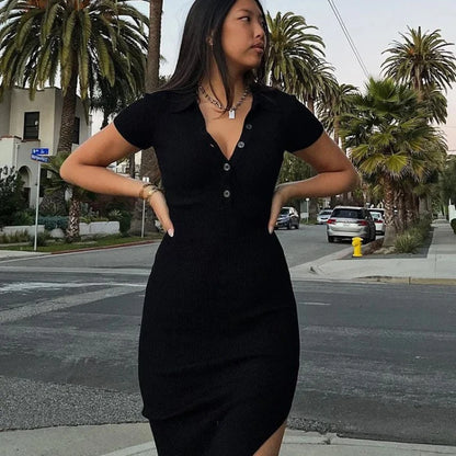Breathable Silk Blend Maxi Dress With Turn Down Collar For Resort Wear