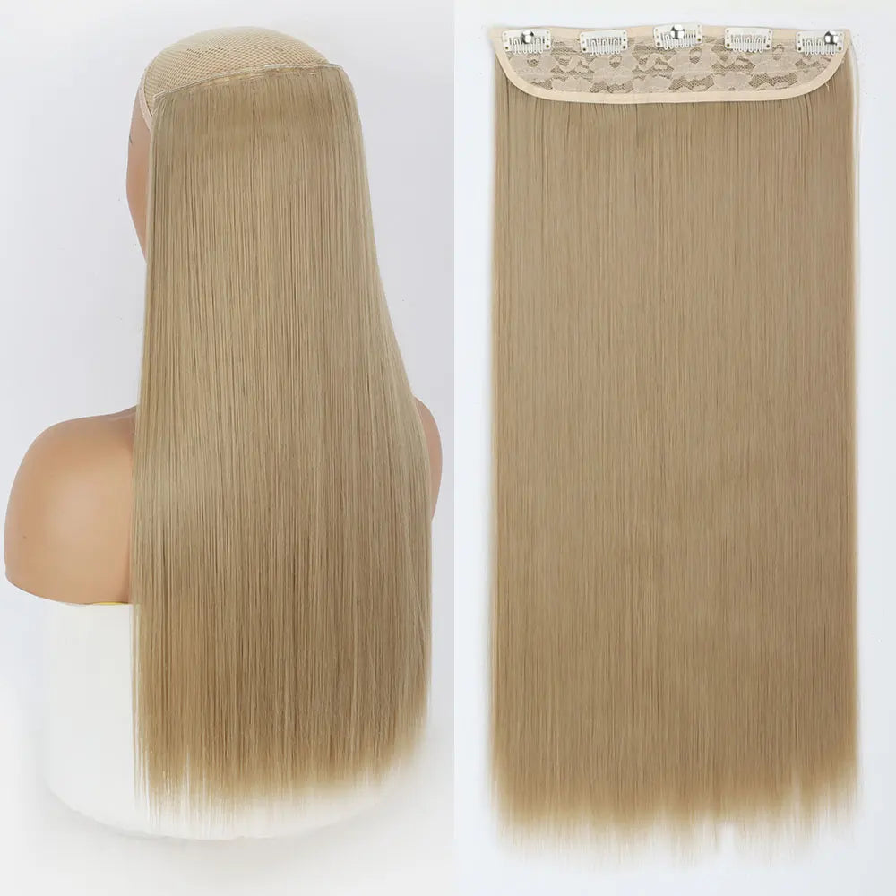 Heat-Resistant Clip-In Hair Extensions Five Clips for Dark Hair