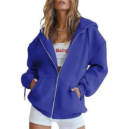 Women's Hoodie With Zip Front Long Sleeves for casual wear