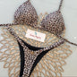 Women's Triangle Lace-Up Bikini Set with Adjustable Straps and Thong Bottom