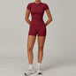 Women Yoga Set 2PCS Workout Set Sportswear Gym Clothing Fitness Long Sleeve High Waist Leggings Cycling Shorts WORKOUT REVOLUTION