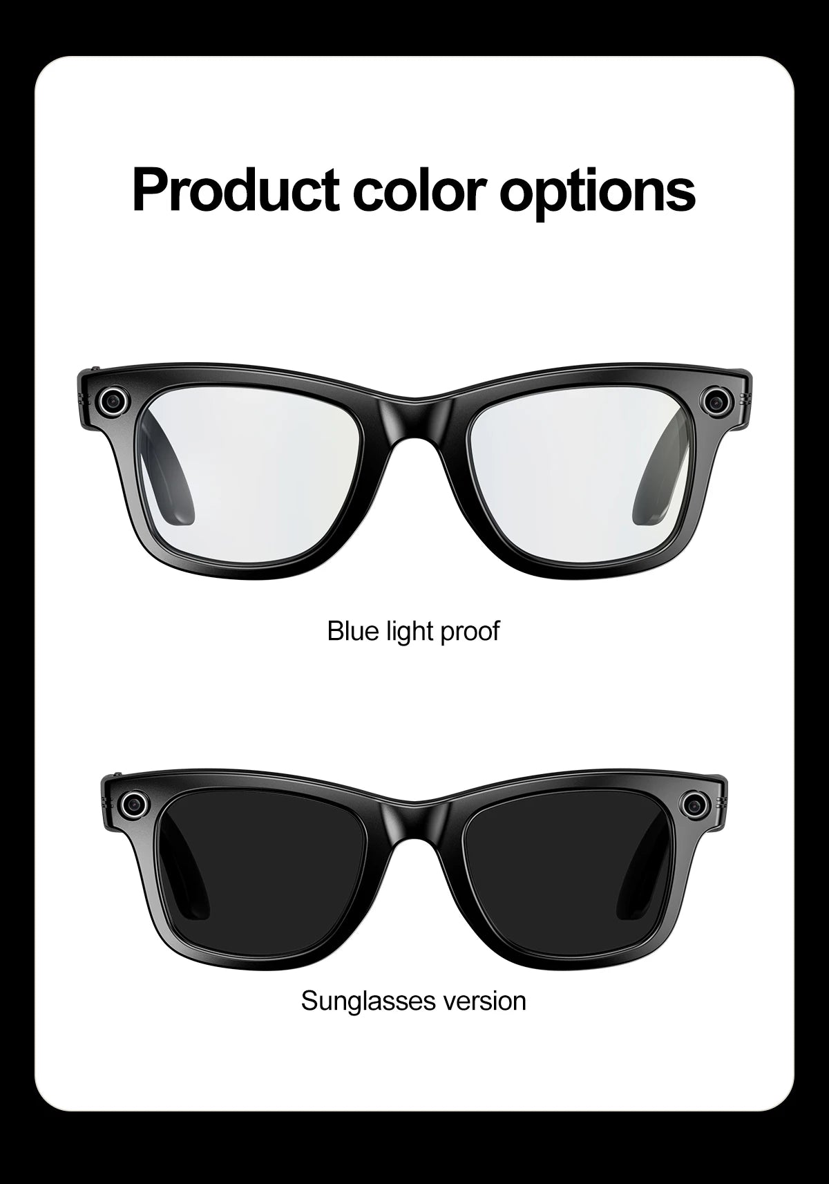 Smart Glasses  Recording Videos AI Photo Recognition Answer Translation 260mAh Large Battery IP65 Waterproof Bluetooth Glasses