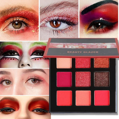 Beauty GLAZED Eyeshadow Palette 9 Color Shimmer Matte Longlasting Waterproof Palette Makeup