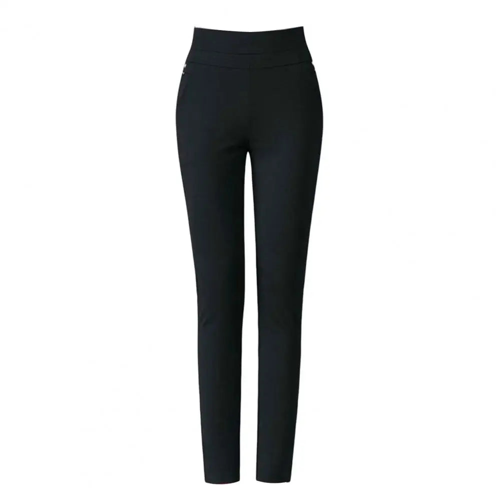 High-Waist Pencil Pants With Pockets Stretch Solid Color For Everyday