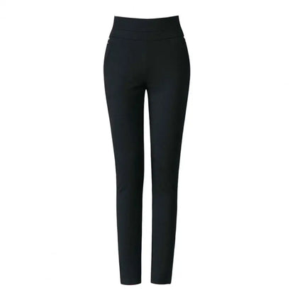 High-Waist Pencil Pants With Pockets Stretch Solid Color For Everyday