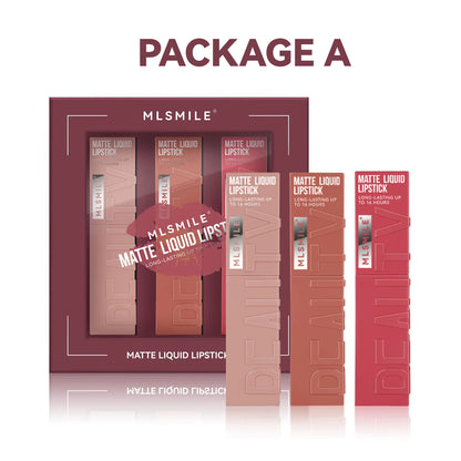 3 PCS Matte Ink Liquid Lipstick Long Lasting Velvet Nude Lip Gloss Non-stick Cup Waterproof Lips Tint Waterproof Make Up