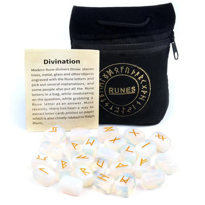 Natural Crystal Agate Rune Set Stones for Divination and Meditation