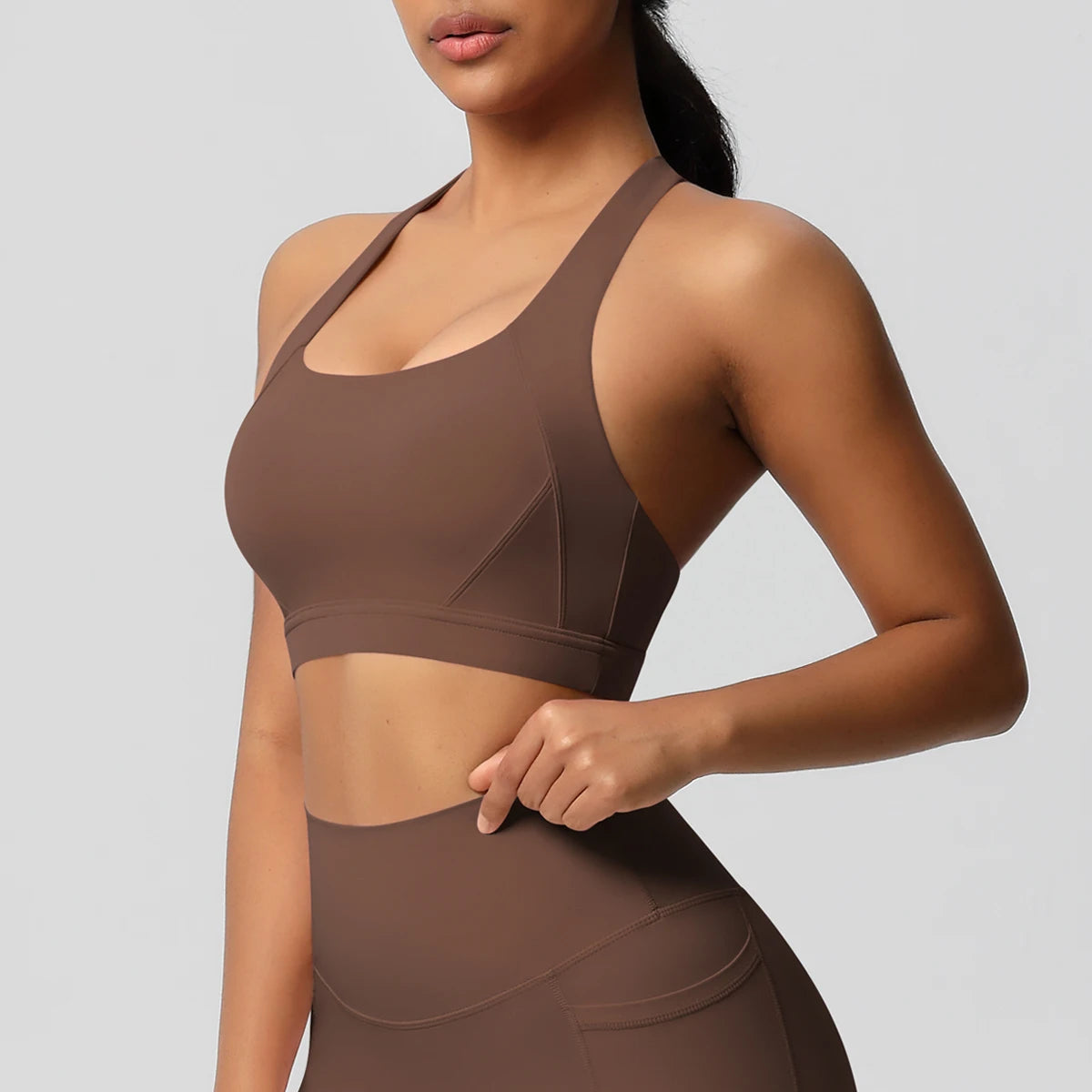 Women’s Yoga Bra Crop Top Nylon Elastane Supportive Sling Back