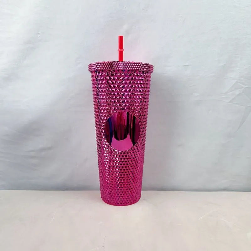 2026 Luxury Diamond Cold Cup Tumbler with Straw | Double Wall Iced Coffee Cup | Starbucks-Style Reusable Cup
