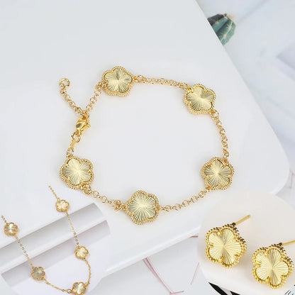 Silver Plated Rose Gold Clover Bracelet - Luxurious High Quality Jewelry for Women