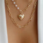 Layered Heart Pendant Necklace with Crystal Bead Detailing for Everyday Sparkle and Delicate Shine