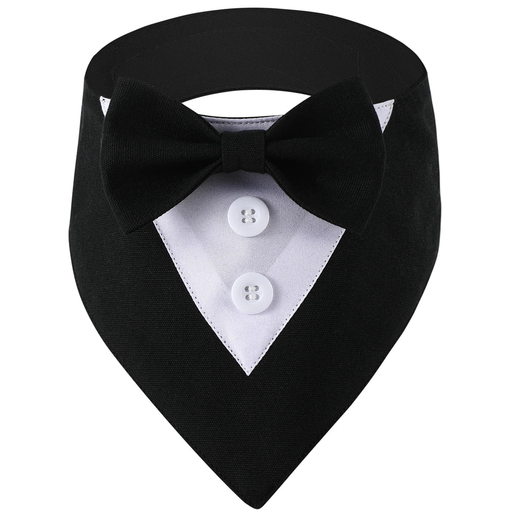 Wedding Big Dog Triangle Scarf with Bow Tie Handsome Pet Bandana for Small Large Dogs Golden Retriever Shepherd Labrador Bibs