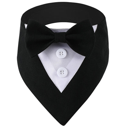 Wedding Big Dog Triangle Scarf with Bow Tie Handsome Pet Bandana for Small Large Dogs Golden Retriever Shepherd Labrador Bibs