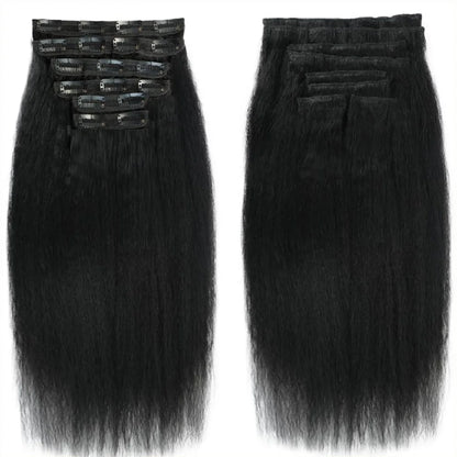 Clip ins Hair Extensions Real Human Hair 26 Inch Kinky Straight Clip ins 8 Pcs Brazilian Remy Hair Extensions for Women Natural