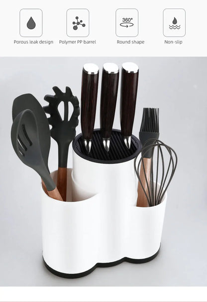 Knife holder Multi-Function Utensil stand Knife Block PP Flatware Drainer Storage Box Spoon Fork Kitchen Organizer Rack