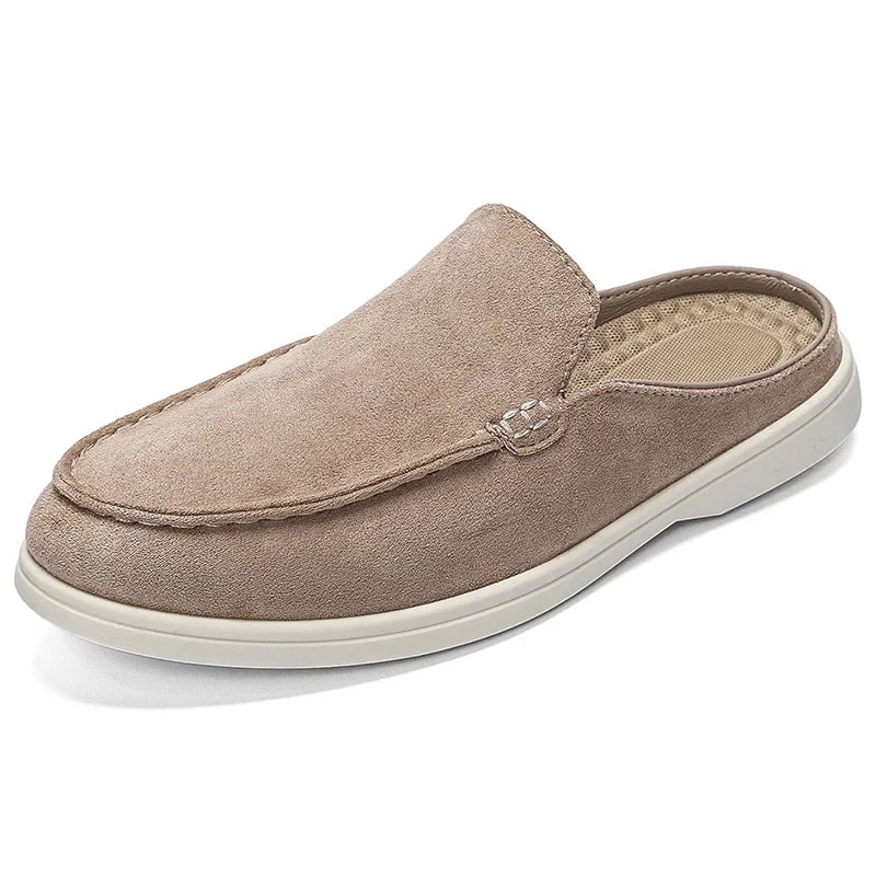 Men's suede-look slip-on mule with open back