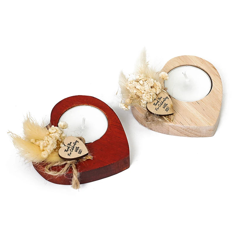Heart Shaped Wooden Candle Holder Wedding Table Centerpiece