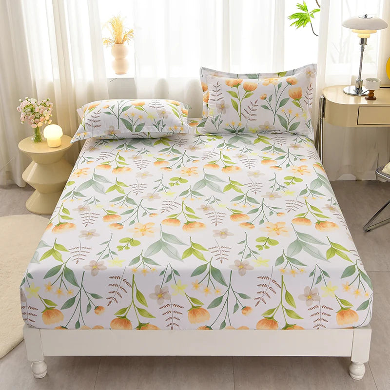 Soft Bedsheet Simple Style Bed Cover Single/Queen/King Size Bed Linen Home Fitted Sheets 침대시트 (Pillowcase Need Order)