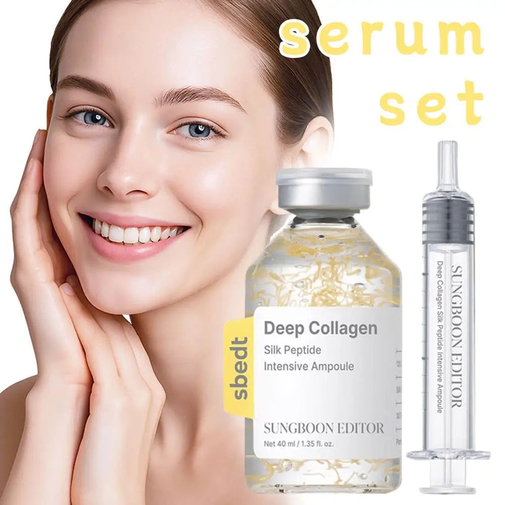 Korean Deep Collagen Skin Care Set Brightening With Silk Peptide Ampoule And Retinol Capsule For Moisturizing