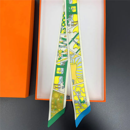 NEW 2026 Long Scarf for Women Narrow Ribbon Headband Female Neckerchief Handle Bag Band Bandana Hair Tie Accessories