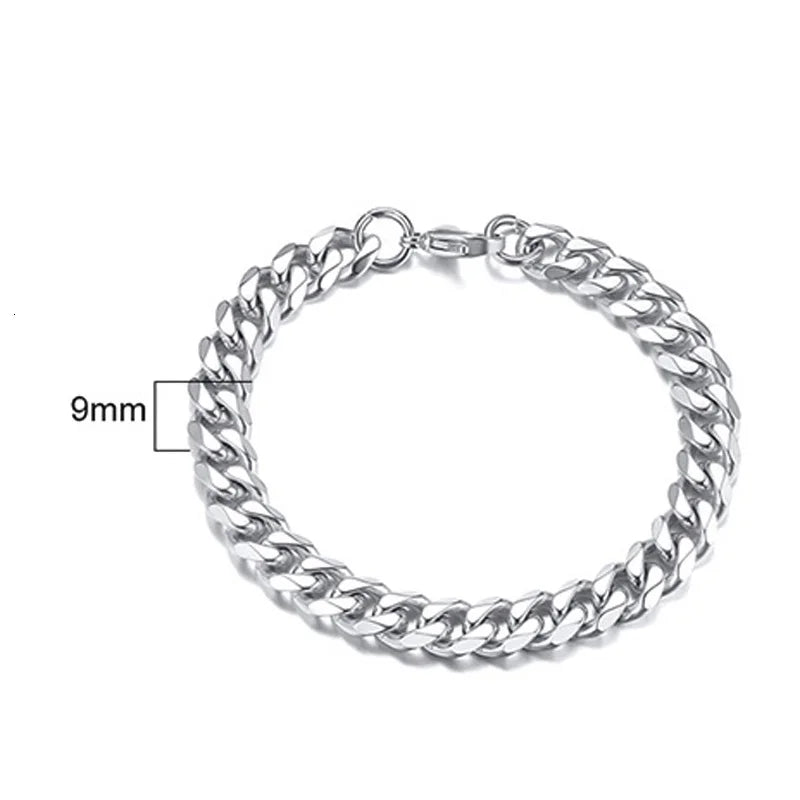Stainless steel Cuban link chain bracelet