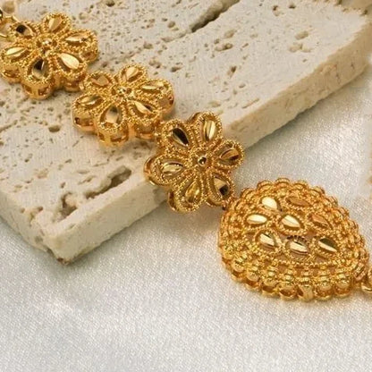 24K Gold Dubai Jewelry Sets Gifts Dubai India Style Gold Color Necklace Earring Set Plated Big African Bridal Jewelry Sets Women