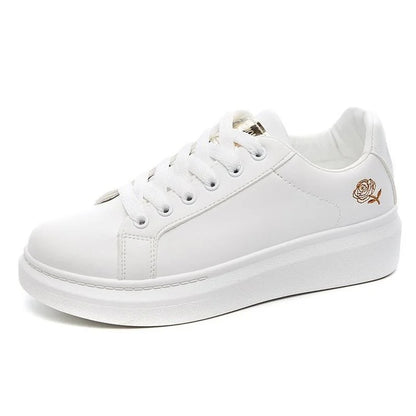 New 2026 Designer Shoes Women Running Spring Autumn Fashion White Breathable Embroidered Flower Lace-Up Casual Sneakers Zapatos De Mujer