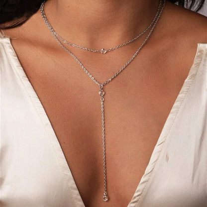 Minimalist Necklace Y Shaped Collarbone Double Layer for Daily Wear