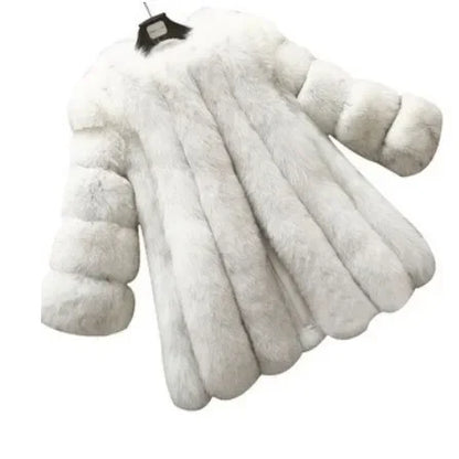 Luxe Faux Fur Jackets for Women Long Puff Sleeve Woman Coat Solid Short Warmth Outerwear Clause Ladies Elegant Streetwear